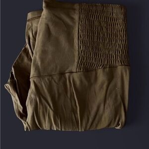 aerie Olive Green High-Waist Leggings with Smocked Detail